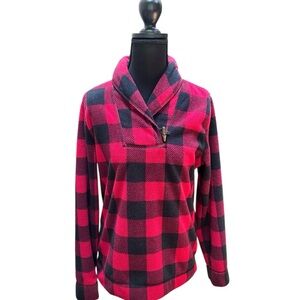 Chaps Women’s Fleece Pullover Red and Black Plaid 
M
